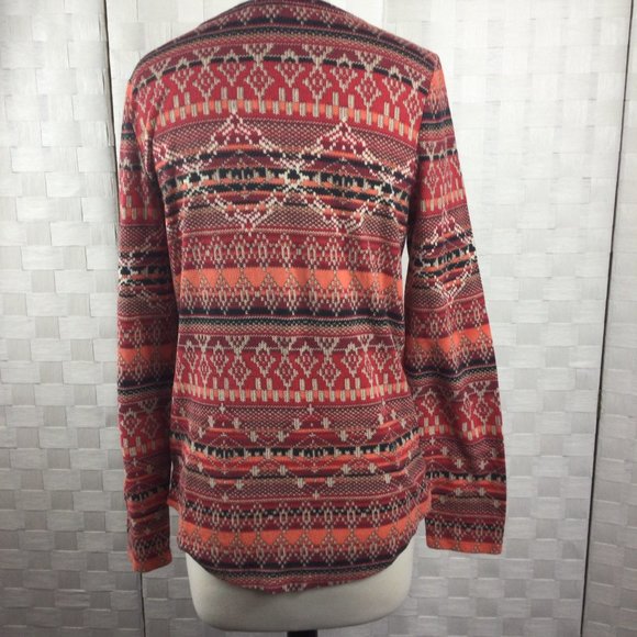 Lucky Brand Long Sleeved Red Pattern Tee, Large - Picture 3 of 5